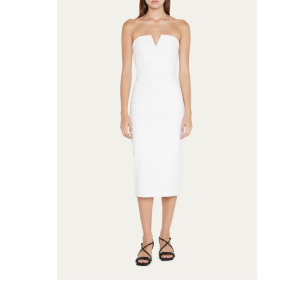 Veronica Beard Nadi White Strapless midi Dress